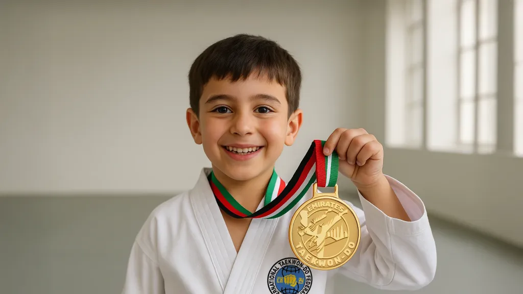 Kid with Taekwon-Do medal