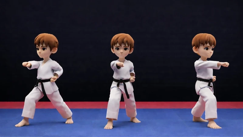 kid walking stance middle punch