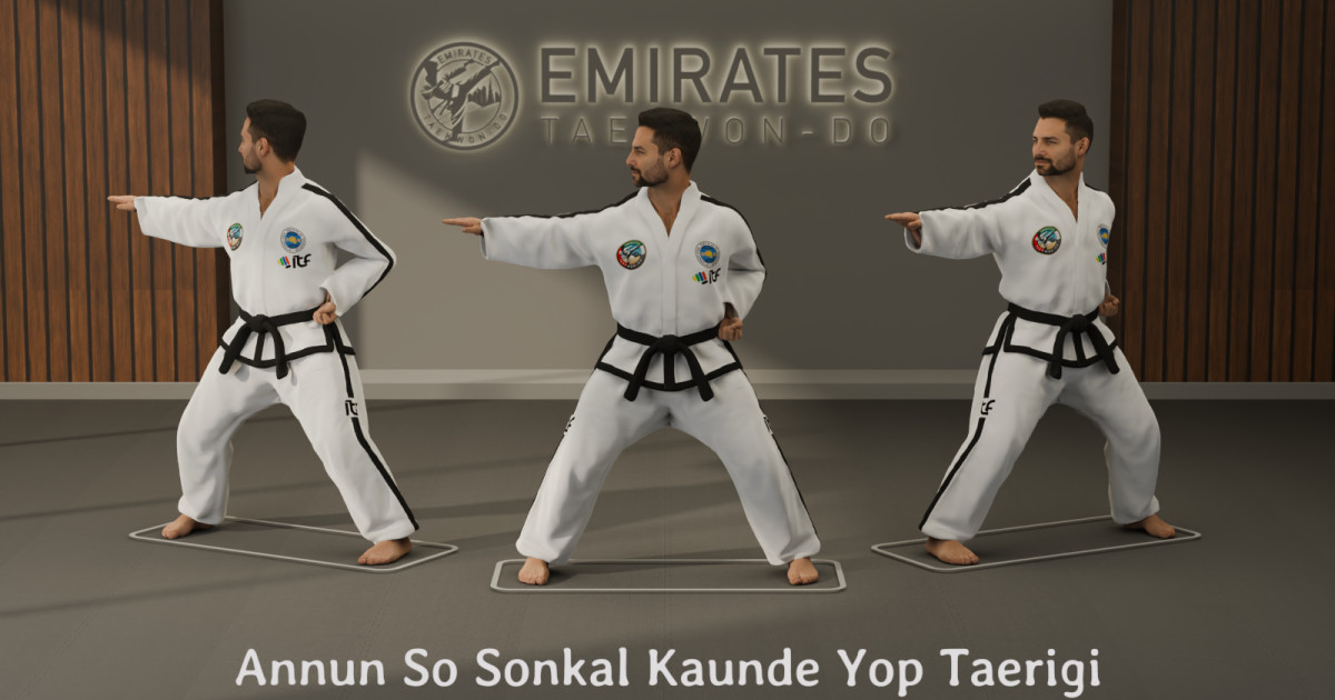 Sitting stance middle side knife-hand strike (Annun So Sonkal Kaunde Yop Taerigi) technical reference cover image