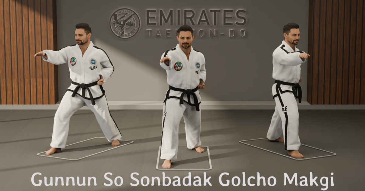 Bloc de crochet de paume en position de marcher (Gunnun So Sonbadak Golcho Makgi) référence technique cover image