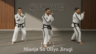 Referencia técnica de puñetazo hacia arriba en posición L (Niunja So Ollyo Jirugi)